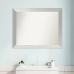 32" X 26" Non-Beveled Wood Bathroom Wall Mirror Brushed Sterling Silver - Amanti Art -Umbra Home Decor Shop GUEST 93f047c6 9198 4d9b 9d65 002e5e079966