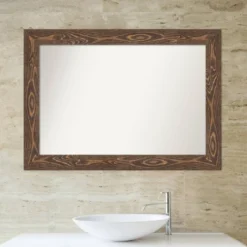 42" X 30" Non-Beveled Bridge Wood Bathroom Wall Mirror Brown - Amanti Art -Umbra Home Decor Shop GUEST 94368a27 2bb7 42bd a7a7 84aa540978aa