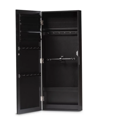 Pontus Wood Wall-Mountable Jewelry Armoire With Mirror - Baxton Studio 2 Pontus Wood Wall-Mountable Jewelry Armoire With Mirror - Baxton Studio - Image 2
