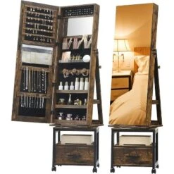 Jojoka 360° Swivel Jewelry Cabinet With Jewelry Storage, Lockable Standing Jewelry Organizer With Rotatable Full-Length Mirror -Umbra Home Decor Shop GUEST 95215025 b9ca 403c aecc 6c4795014e68