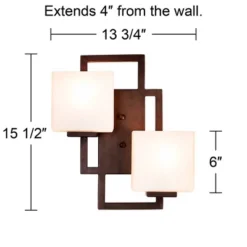 Possini Euro Design Modern Wall Light Bronze 15 1/2" Square Glass Sconce Fixture For Bathroom Side Of Mirror Hallway -Umbra Home Decor Shop GUEST 953e6952 1997 443e 8159 67fab3ab59f9