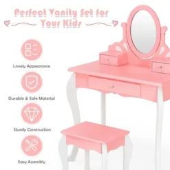 Costway Kids Vanity Princess Makeup Dressing Table Stool Set W/ Mirror Drawer -Umbra Home Decor Shop GUEST 9545e0cd cc4c 4b6d 9fa8 9620937370ef