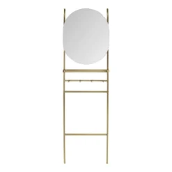 18" X 67" Noka Mirror Leaning Ladder Gold - Kate & Laurel: Capsule Shape, Storage Shelf, Wall Mounted