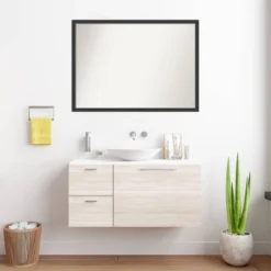 40"x29" Non-Beveled Wood Bathroom Wall Mirror Black - Amanti Art: Modern Rectangle, Wall Mount, Includes Hardware -Umbra Home Decor Shop GUEST 95a5bd23 0559 4d66 b381 af30a6886f19