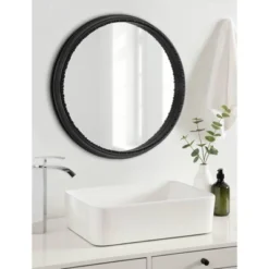 24" X 24" Astele Round Framed Mirror Black - Kate & Laurel All Things Decor -Umbra Home Decor Shop GUEST 95aa3a36 3e7d 4ea3 8fcc f499b17fef20