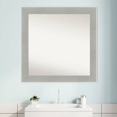 31" X 31" Non-Beveled Glam Linen Bathroom Wall Mirror Gray - Amanti Art 8 31" X 31" Non-Beveled Glam Linen Bathroom Wall Mirror Gray - Amanti Art - Image 8