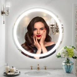 Round LED Light Bathroom Mirror Aluminum Alloy Bathroom Mirror Tempered Glass Bathroom Mirror Wall Mounted Bathroom Mirror 24*24 Inches -Umbra Home Decor Shop GUEST 95e1574f 6eb4 49aa bb12 20796d2df708