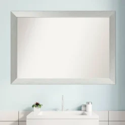 40" X 28" Non-Beveled Wood Bathroom Wall Mirror Brushed Sterling Silver - Amanti Art -Umbra Home Decor Shop GUEST 962306d2 2b4e 407a 8328 e1fb99ff8143