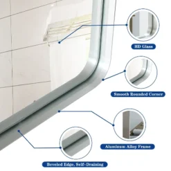 40x30inch Brushed Silver Rounded Corner Rectangle Bathroom Mirror For Wall Metal Frame Wall Mounted Bathroom Mirror Vanity Bathroom Mirror -Umbra Home Decor Shop GUEST 964cb3bf 6de9 4357 b6c1 9414204d7c77