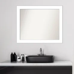 32" X 26" Non-Beveled Wedge White Bathroom Wall Mirror - Amanti Art -Umbra Home Decor Shop GUEST 96b30c3c 3566 4d1f 8dc8 b15ca79db695