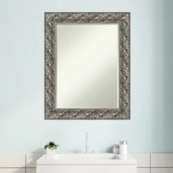 Amanti Art Silver Luxor Petite Bevel Wood Bathroom Wall Mirror 29.5 X 23.5 In. -Umbra Home Decor Shop GUEST 96c0ff66 1854 4eab ad25 81d03f0d53f4