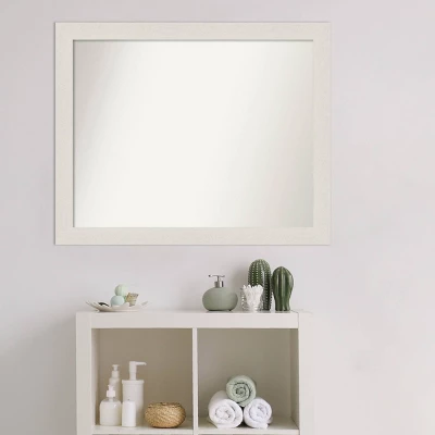 32" X 26" Non-Beveled Rustic Plank White Narrow Bathroom Wall Mirror - Amanti Art 6 32" X 26" Non-Beveled Rustic Plank White Narrow Bathroom Wall Mirror - Amanti Art - Image 6