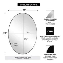 ANDY STAR Modern Decorative 24 X 36 Inch Oval Wall Mounted Hanging Bathroom Vanity Mirror With Stainless Steel Metal Frame, Polished Silver -Umbra Home Decor Shop GUEST 971e06a4 ec0e 4c71 b172 f6b90de3a852