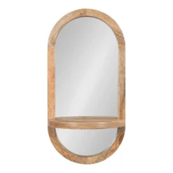 Kate And Laurel - Hutton Wood Framed Capsule Mirror With Shelf