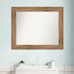 34" X 28" Non-Beveled Owl Wood Bathroom Wall Mirror Brown - Amanti Art -Umbra Home Decor Shop GUEST 9790ca6f e159 4c18 a1b9 1fe3dbeb7851
