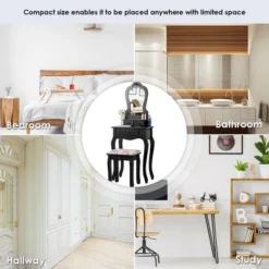 Tangkula Vanity Mirror Makeup Dressing Table Set W/ Stool Drawer Wood Desk -Umbra Home Decor Shop GUEST 98075a6e 9440 4bf1 9de7 8d596e4c61ad