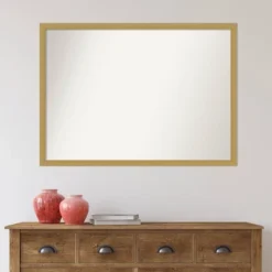 40" X 29" Non-Beveled Grace Narrow Bathroom Wall Mirror Brushed Gold - Amanti Art -Umbra Home Decor Shop GUEST 9985897d 0acd 4e3e 8879 32e0cdf31959