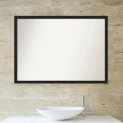 40" X 29" Non-Beveled Grace Brushed Narrow Bathroom Wall Mirror Metallic Silver - Amanti Art -Umbra Home Decor Shop GUEST 99c866a3 d1f7 4855 948b 677c1b007c0e