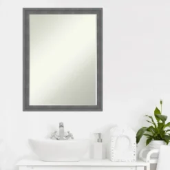 Amanti Art Dixie Grey Rustic Petite Bevel Wood Bathroom Wall Mirror 26.25 X 20.25 In. -Umbra Home Decor Shop GUEST 9a3da0d5 b6a8 4e96 a5e2 4c022af03bd3