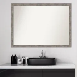 41" X 30" Non-Beveled Marred Wood Bathroom Wall Mirror Pewter - Amanti Art -Umbra Home Decor Shop GUEST 9a6779e4 f743 416d 9f0f d87cf90204b4