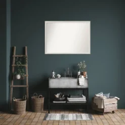 40"x29" Non-Beveled Two Tone Wood Bathroom Wall Mirror Silver - Amanti Art: Modern Vanity Accessory, Wall Mount -Umbra Home Decor Shop GUEST 9a71c75f 3b47 436c acbe 53fec2c7931d