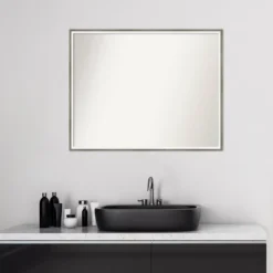 29" X 23" Non-Beveled Lucie Wood Bathroom Wall Mirror Silver - Amanti Art 12 29" X 23" Non-Beveled Lucie Wood Bathroom Wall Mirror Silver - Amanti Art -Umbra Home Decor Shop GUEST 9a84b16b 258f 4852 bf9a eadfb37e098b