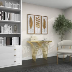 Metal And Mirror Art Deco Console Table Gold - Olivia & May -Umbra Home Decor Shop GUEST 9acaebb9 1b4b 4eec b3fb 4a5b5f25668f