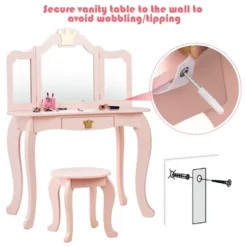 Costway Kids Makeup Dressing Table Chair Set Princess Vanity & Tri-folding Mirror -Umbra Home Decor Shop GUEST 9b8b55e6 ebdd 4b30 8dee 9d2e833973cc