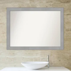 42" X 31" Non-Beveled Vista Brushed Nickel Bathroom Wall Mirror - Amanti Art -Umbra Home Decor Shop GUEST 9c012eb8 10e3 42a1 9619 f7058ca68c0e