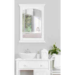 20" X 29" Helcomb Wood Framed Decorative Wall Mirror White - Kate & Laurel All Things Decor -Umbra Home Decor Shop GUEST 9cf95990 95de 4ab0 b47a 033bda587fc9