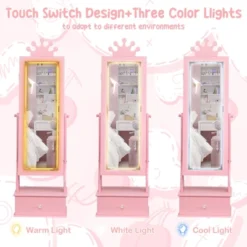 Kids Jewelry Armoire Cabinet With Full-Length Mirror, 46" Jewelry Armoire With Led Light, Jewelry Organizer With 3 Storage Drawers -Umbra Home Decor Shop GUEST 9d62f276 6d92 470d a239 d381a6a56a79