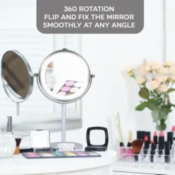 Elle Vanity Mirror With LED Lights 1x & 3x Magnification, Double-Sided LED Lighting Chrome Finish, Battery Operated 5.75-Inch Diameter -Umbra Home Decor Shop GUEST 9db32993 7f2a 44bb 9e4d 158dadadedb9