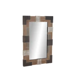 Rectangle Wood Wall Mirror With Faux Metal Details Brown - Olivia & May -Umbra Home Decor Shop GUEST 9ddba78a 2f29 425d bdde 484a2f4c36df