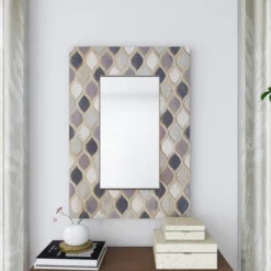 Wood Wall Mirror With Diamond Pattern Beige - Olivia & May -Umbra Home Decor Shop GUEST 9e05fe6a 8844 429a bd54 8579bf630e82
