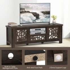 Tangkula 55" Retro TV Stand Media Entertainment Center W/ Mirror Doors & Drawer Brown -Umbra Home Decor Shop GUEST 9e4b05ed a538 4afb ba3c 03931ce0ac9d