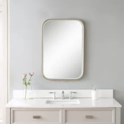 Uttermost Modern – Malay Vanity Mirror 30" X 20.125" Silver Glass Contemporary Wall Decor