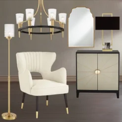 Noble Park Rectangular Vanity Decorative Wall Mirror Modern Beveled Waved Arched Lush Antique Gold Frame 26" Wide For Bathroom -Umbra Home Decor Shop GUEST 9e671863 7f6c 4e4e a1f2 f7481c9c87da