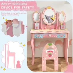 Costway Kids Vanity Princess Makeup Dressing Table Chair Set W/ Tri-fold Mirror Pink -Umbra Home Decor Shop GUEST 9efd3186 2092 4560 8fcd 5a46338e53b8