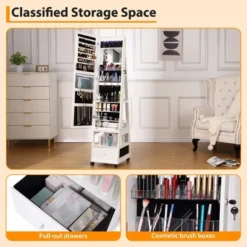 Jewelry Organizer Cabinet With Full-Length Mirror,360° Rotating Vanity Mirror,Large Jewelry Armoire With Led& Shelves -Umbra Home Decor Shop GUEST 9f0eb76a bf40 49ca bf84 4576ffb7bf6c