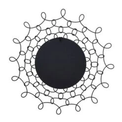 Round Metal Luka Wall Mirror With Open Looped Frame Black - StyleCraft