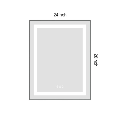Ridstar 24 In. W X 28 In. H Gray Rectangular Bathroom Mirror With LED Lights 2 Ridstar 24 In. W X 28 In. H Gray Rectangular Bathroom Mirror With LED Lights - Image 2