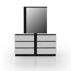 Pape Contemporary 6 Drawer Dresser With Mirror White/Metallic Gray - MiBasics -Umbra Home Decor Shop GUEST 9fbb55af 2fa0 48cb 9874 a0627e314d99