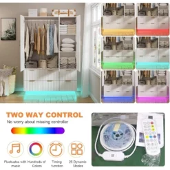 PAKASEPT 47"Wide White Armoire Wardrobe Closet With 3 Door, Mirror, LED Lights, Hanging Rod And 6 Drawers -Umbra Home Decor Shop GUEST a03dcffb d651 4555 b1a2 f12e572bcdf2