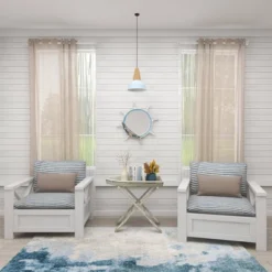 Wood Sail Boat Ship Wheel Wall Mirror With Netting Accent White - Olivia & May -Umbra Home Decor Shop GUEST a044eb4a 5fae 4a25 8a98 9c32c441b470