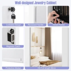 Costway Mirror Jewelry Cabinet With Full Length Clear Mirror & Internal LED Lights Hooks -Umbra Home Decor Shop GUEST a0b436e1 5406 40de af1f 10c6f7bd71ba