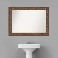 42" X 30" Non-Beveled Bridge Wood Bathroom Wall Mirror Brown - Amanti Art -Umbra Home Decor Shop GUEST a1c707b5 af41 461c 8f42 56a6a42cb397