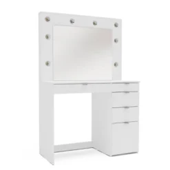 Harper Vanity Table With Lighted Mirror White - Polifurniture -Umbra Home Decor Shop GUEST a1cd8e27 99e7 4ac3 9cf7 23ab6558c9c6