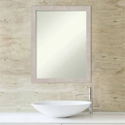 21" X 27" Non-Beveled Marred Wood Bathroom Wall Mirror Silver - Amanti Art -Umbra Home Decor Shop GUEST a1d12283 d94c 4525 94cf bf1cb1a97569