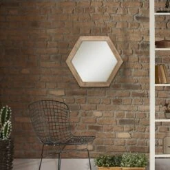 23.8" X 20.7" Wooden Hexagon Wall Mirror Brown - Stonebriar Collection 9 23.8" X 20.7" Wooden Hexagon Wall Mirror Brown - Stonebriar Collection -Umbra Home Decor Shop GUEST a1f0ced1 c768 4202 b8bf 797db5dac0b2