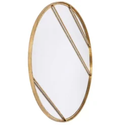 Line Accent Mirror Metal Round Wall Mirror Gold - StyleCraft
